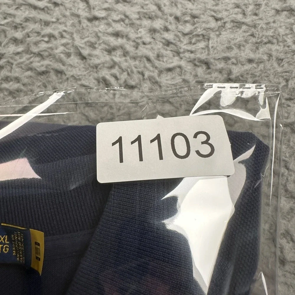 Polo Ralph Lauren Men's Polo Shirt 2XL Navy Cotton‎ Floral Custom Slim Fit
